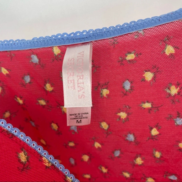 Victorias Secret red mesh nighty with little florals M - Picture 4 of 6